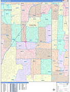 Overland Park  Wall Map Color Cast Style